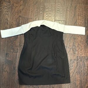 Elegant Black and White Off-Shoulder Dress